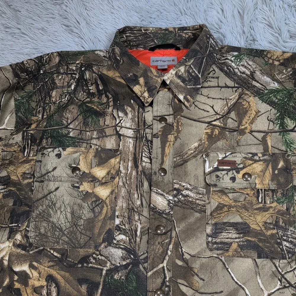 VTG Carhartt Jacket Mens XXL Camo Canvas Woodlands Hunting Barn Chore Realtree